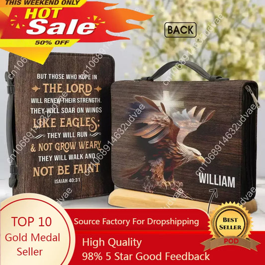 Women's PU Leather Bible Cover Case But Those Who Hope In The Lord Verse Bible Bags Personalized Study Book Holy Storage Boxes