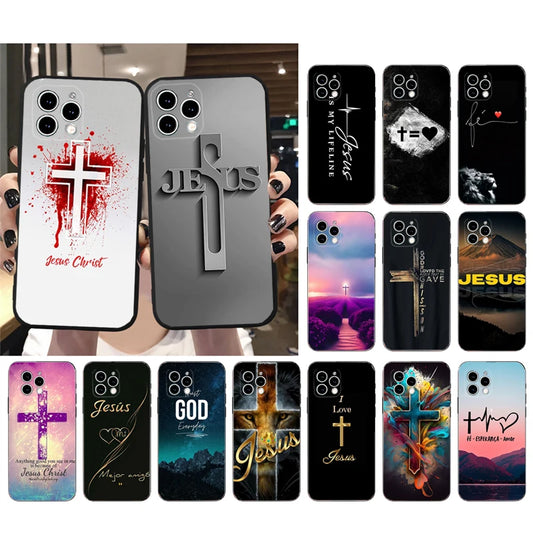 God Jesus Phone Case For iphone 16 15 14 Pro Max 16 15 Pro 15Plus iphone 11 Shell