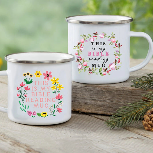 This Is My Bible Reading Mug Printed Enamel Mugs Christian Creative Coffee Cups Drinks Dessert Breakfast Milk Handle Cup Gifts