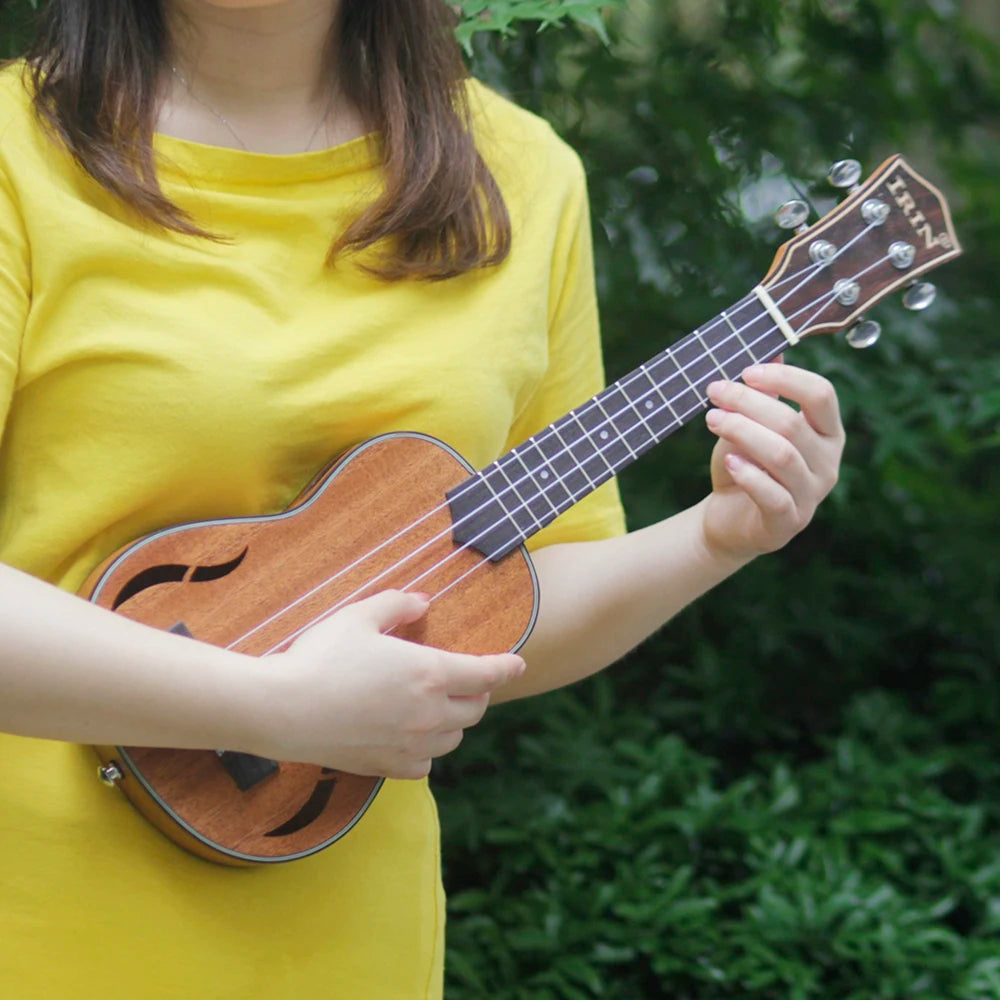 IRIN 21 Inch Ukulele Hawaiian Guitar Soprano Beginner Ukulele 4 String Guitar Musical Gifts Instrument with Kazoo Strap Capo Bag