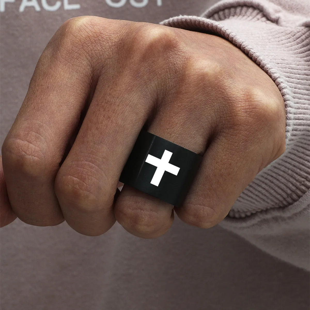 6mm Stainless Steel Cross Couple Rings Christian Jesus Christ Lord Prayer for Men and Women